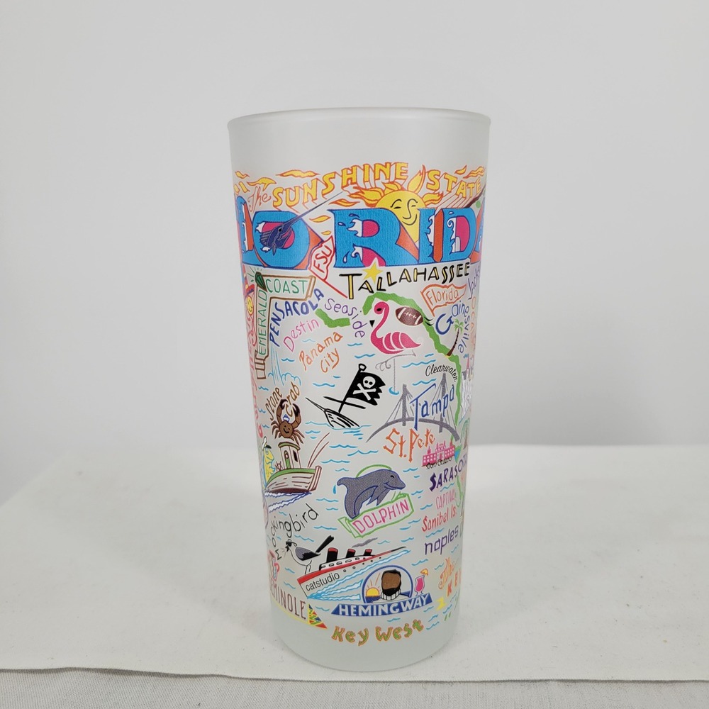 Catstudio Georgia & Florida Frosted Drinking Glasses 15oz Geography Collection - Picture 9 of 11